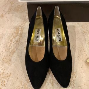 Pancaldi 1888 Black suede heels. Size 7 1/2AA.
